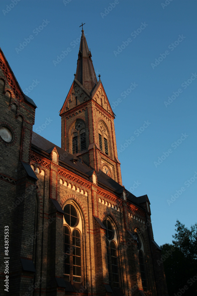 Fototapeta premium Riga Luter Church. Latvia, Europe. Summer stock photo. Summer evenings.