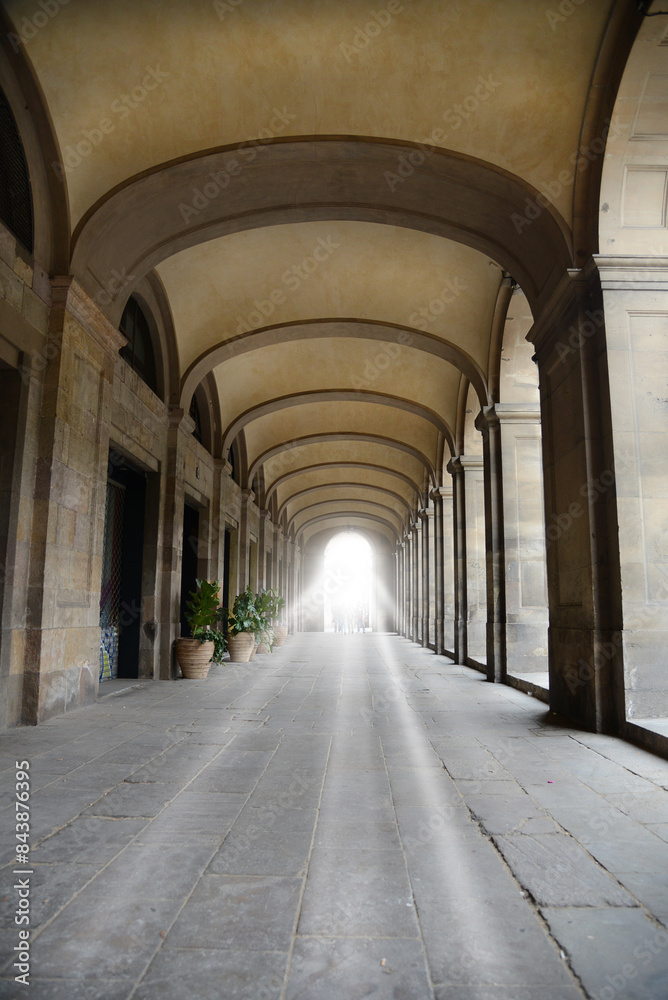 Sunburst at the end of the hall. Light in the corridor Sunburst at the end of the hall. Light in the corridor