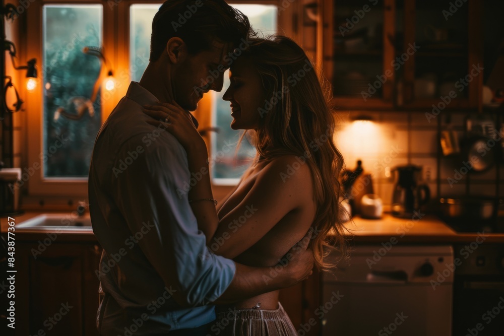 Young couple dancing in the kitchen Young couple dancing in the kitchen