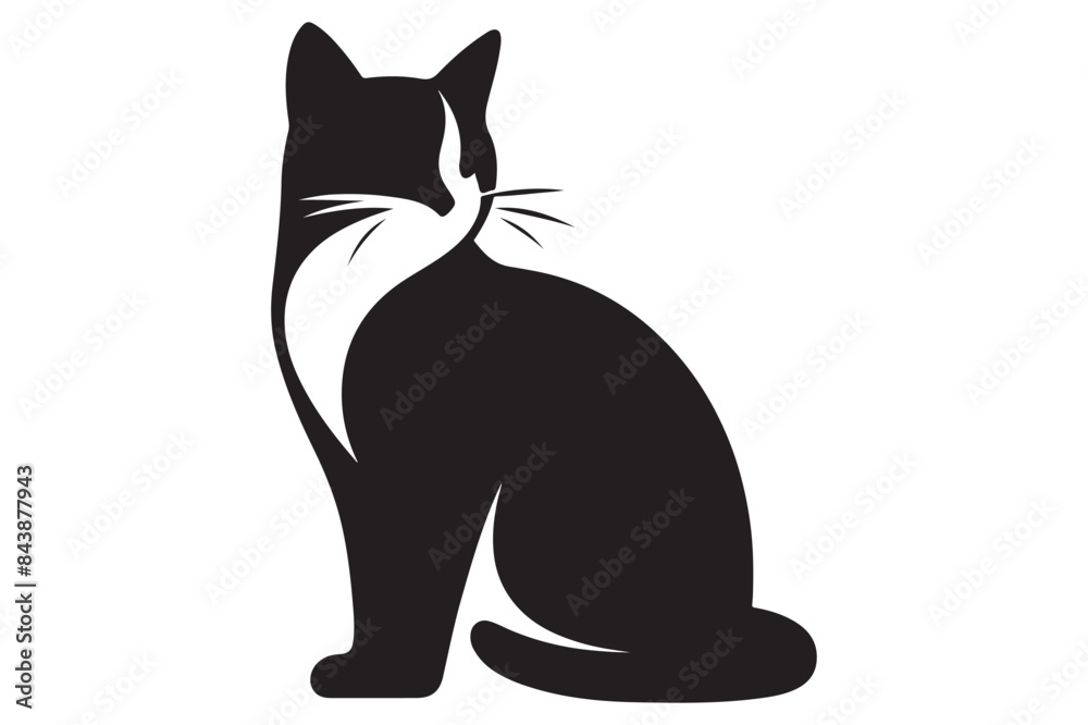 Cat silhouette. Vector in monochrome style on white background. Cat silhouette. Vector in monochrome style on white background.