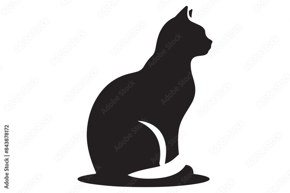 Cat silhouette. Vector in monochrome style on white background. Cat silhouette. Vector in monochrome style on white background.