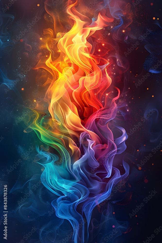 Fototapeta premium Vector illustrate, A sanctuary where the flames of LGBTQ+ pride burn eternally, symbolizing unwavering courage and acceptance, polychromatic