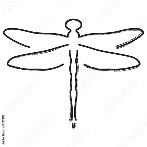 dragonfly brush strokes on a white background. Vector illustration.