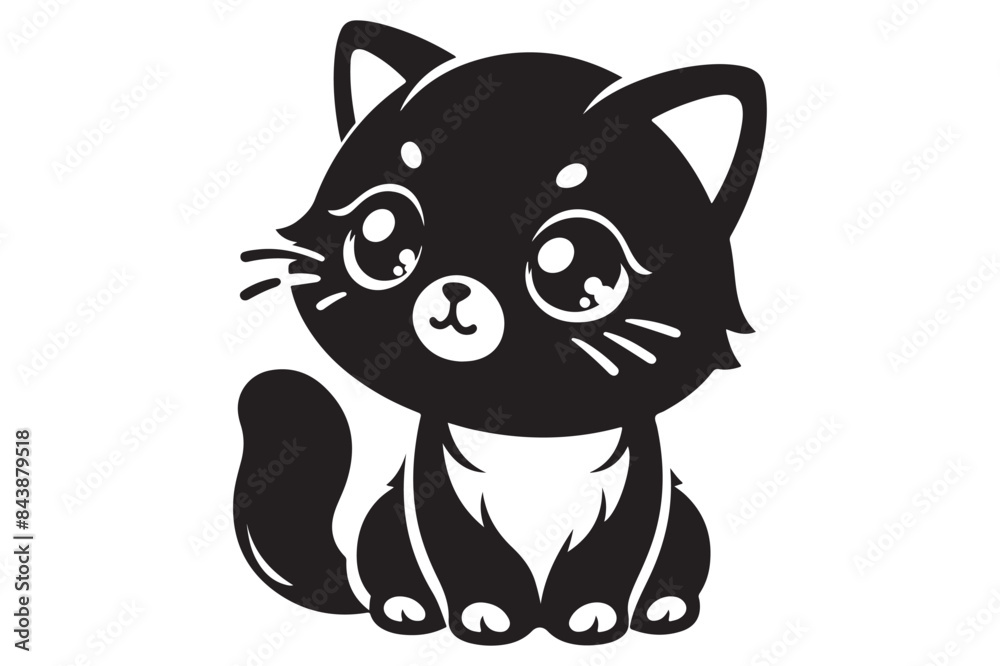 Cat silhouette. Vector in monochrome style on white background. Cat silhouette. Vector in monochrome style on white background.