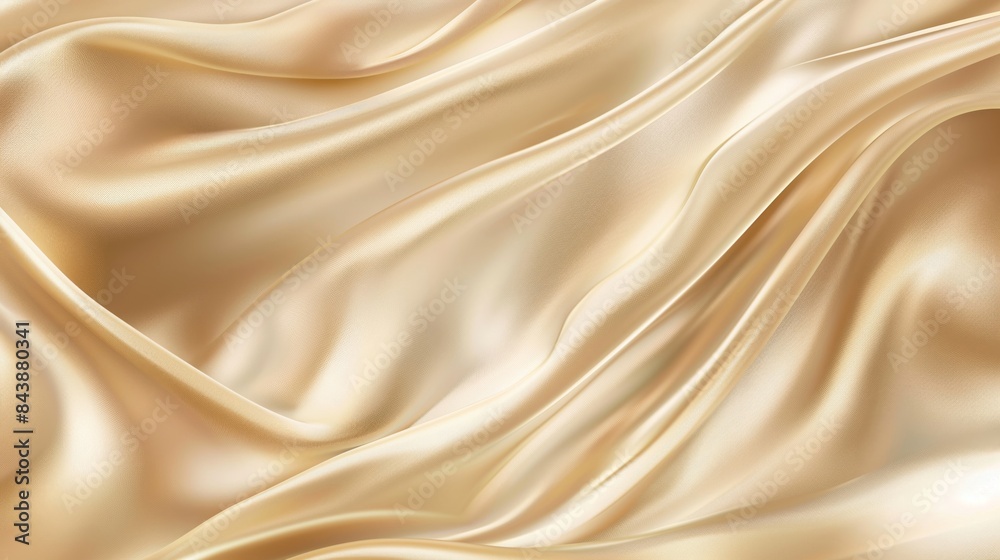 Fototapeta premium Luxurious smooth golden silk cloth with soft waves, perfect for backgrounds or design