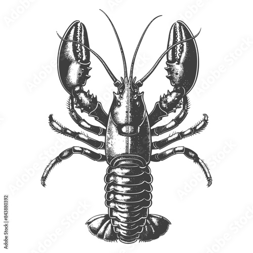 Engraved Lobster: Detailed Vintage Crustacean Illustration.
