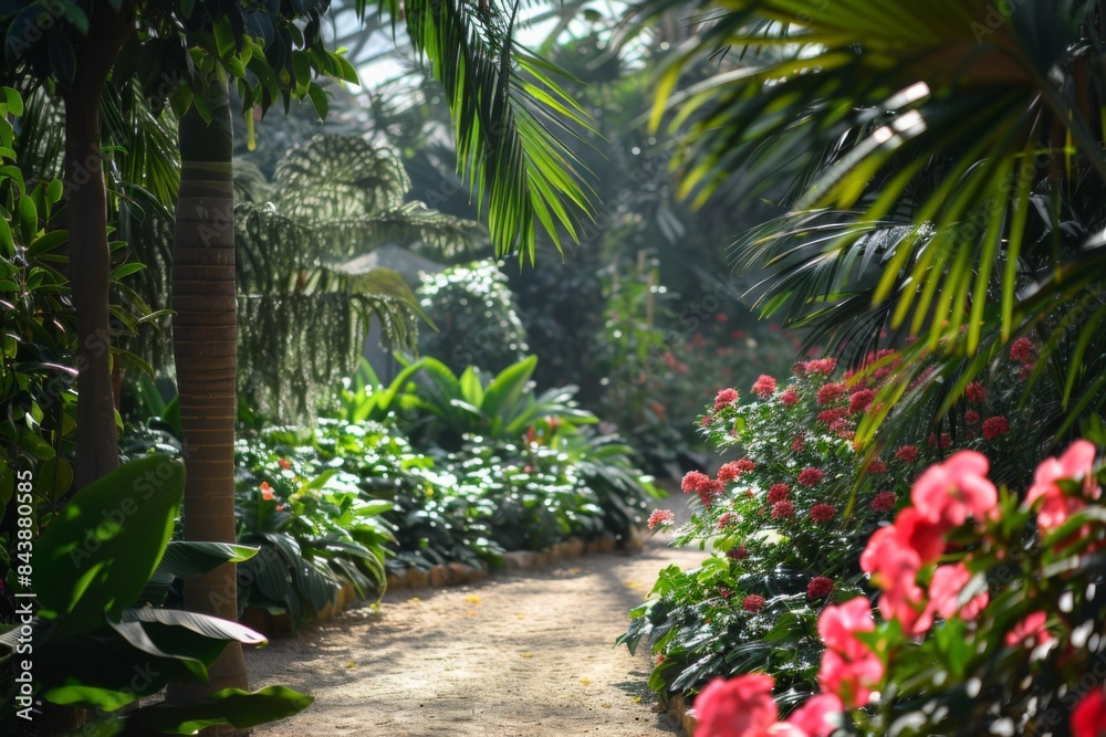 Path through a garden with lots of flowers Path through a garden with lots of flowers