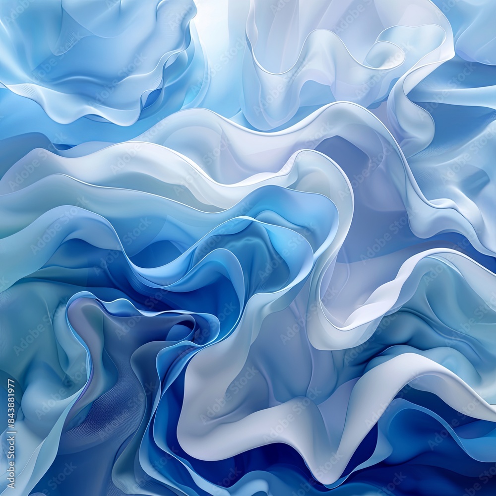 Fototapeta premium Serene Blue Wavy Paper Art Inspired Background