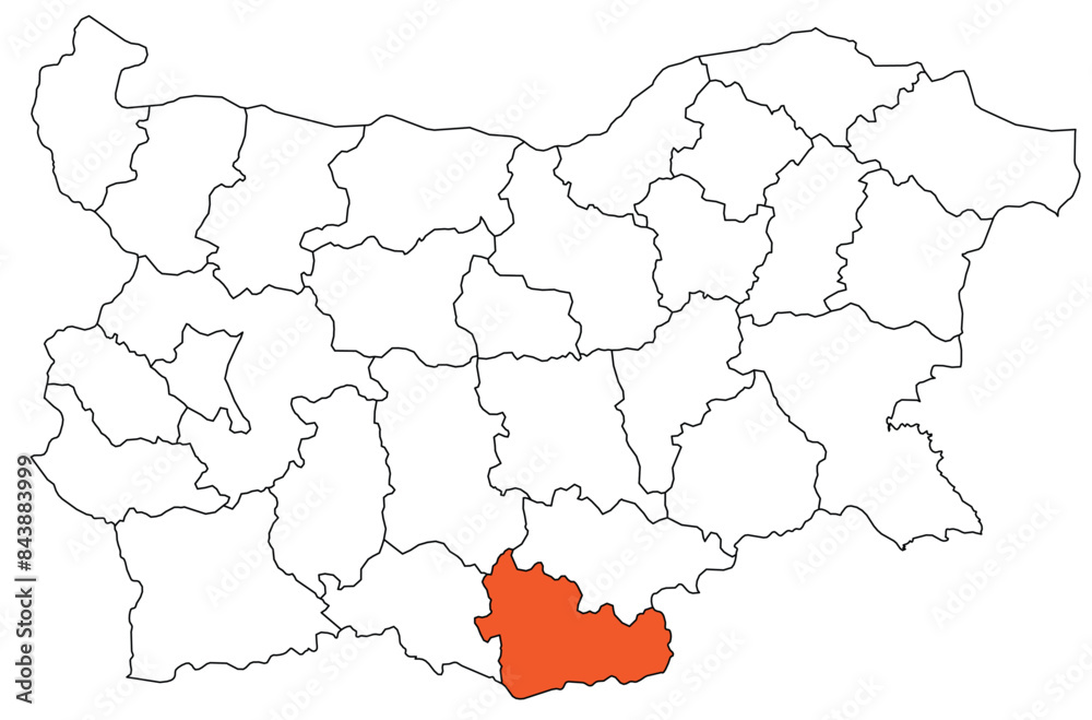 Obraz premium Outline of the map of the region of Bulgaria - Kardzhali District
