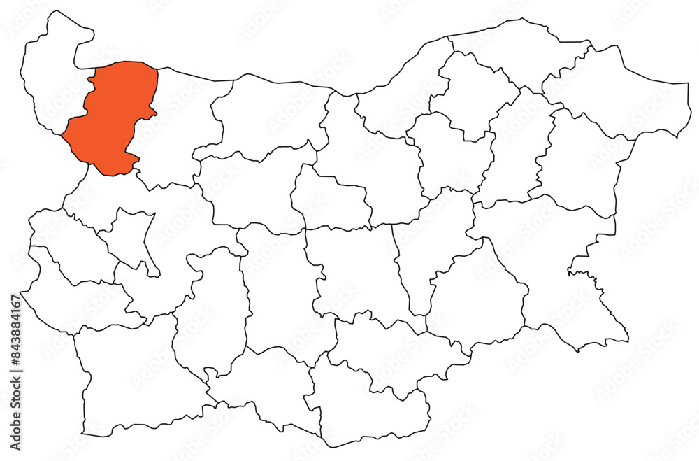 Obraz premium Outline of the map of the region of Bulgaria - Montana region