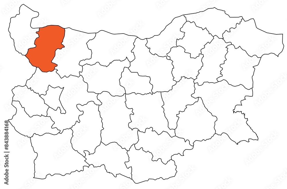 Obraz premium Outline of the map of the region of Bulgaria - Montana region