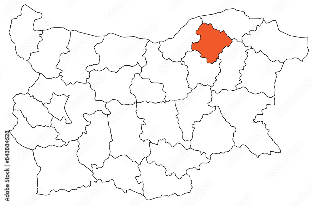 Obraz premium Outline of the map of the region of Bulgaria - Razgrad region