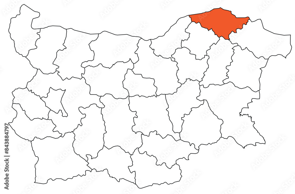Fototapeta premium Outline of the map of the region of Bulgaria - Silistra region