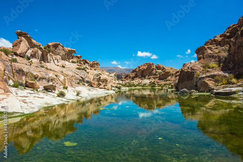 Beautiful landscape of a valley close to the Laguna Negra (Black Lagoon) also known as Laguna Escondida (Hidden Lagoon) - Bolivia