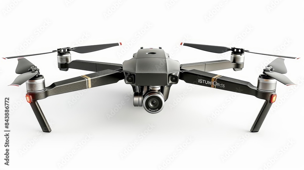 black and gray drone with propellers on a white background black and gray drone with propellers on a white background