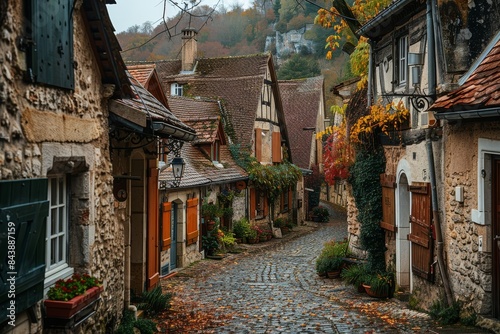 Historic travel: A set of old, charming streets with cobblestones and historic buildings © Uliana