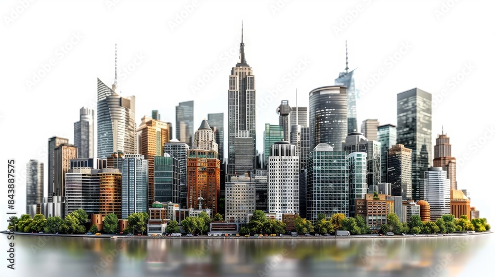 Obraz premium city with a lot of tall buildings and a river