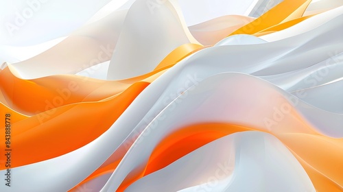 A captivating abstract image featuring flowing waves of orange and white