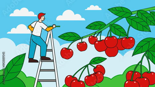 Farmer Harvesting Red Apples on Sunny Day