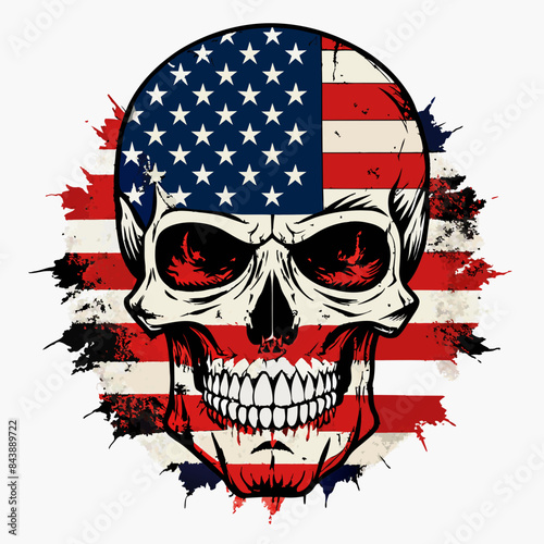 Free Download  Skull with American flag in grunge-style vector illustration 
 - GFXLoad