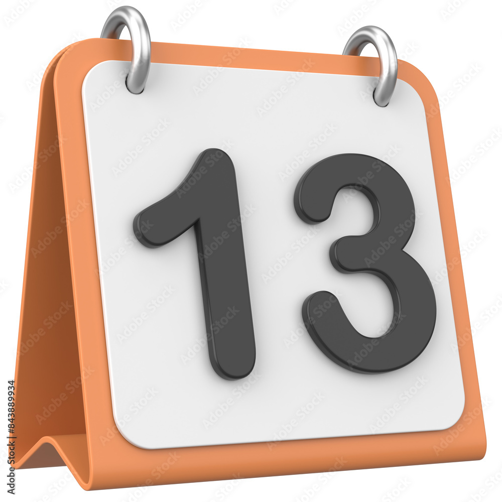3D calendar. Day 13. Thirteenth day of the month. 3D illustration. 3D calendar. Day 13. Thirteenth day of the month. 3D illustration.