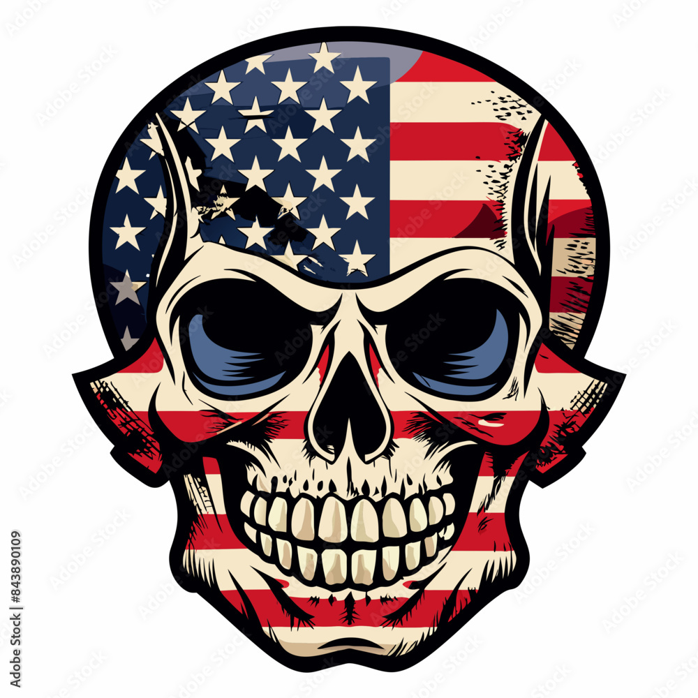 Skull with American flag in grunge-style vector illustration
Skull with American flag in grunge-style vector illustration