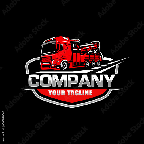 towing truck logo design template