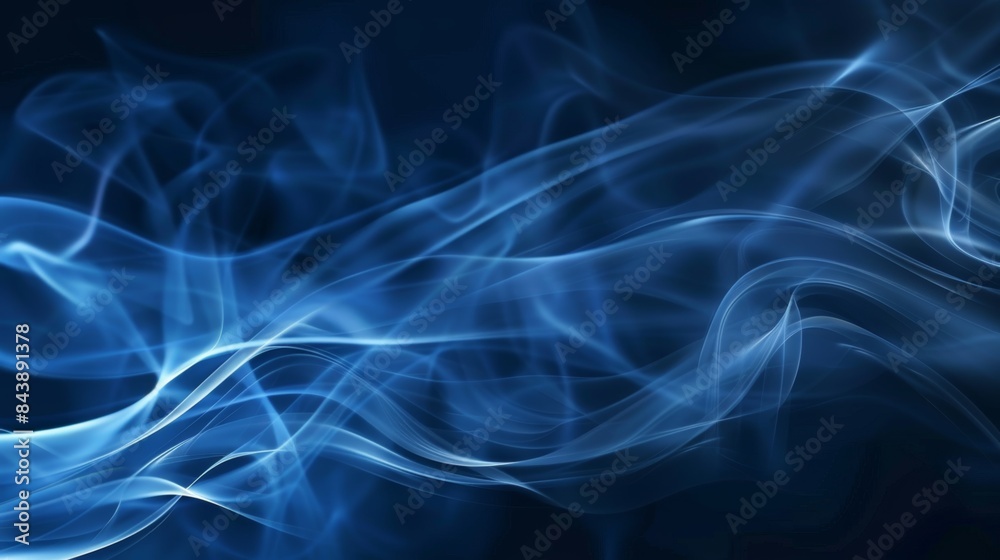 Abstract blue smoke waves on dark background