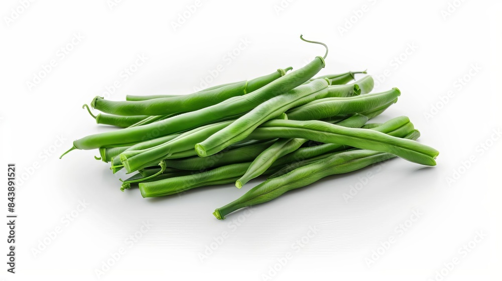 pile of green beans on a white surface pile of green beans on a white surface