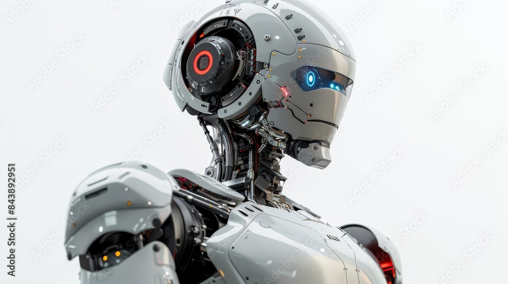 robot with a red eye and a gray body robot with a red eye and a gray body
