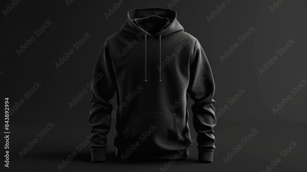 Black hoodie mockup on dark background for brand design