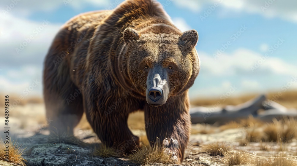 Obraz premium Grizzly Bear 3D Render Technology.