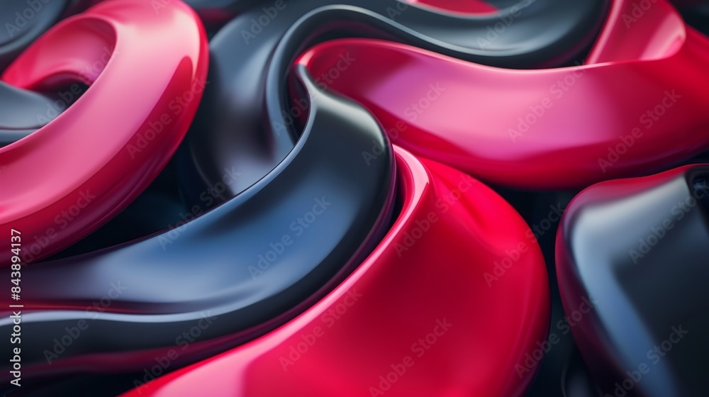 A close up of a red and black object with a shiny surface A close up of a red and black object with a shiny surface