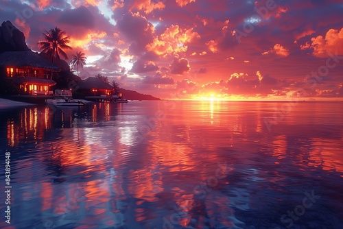 Breathtaking Bora Bora Sunset Over Water