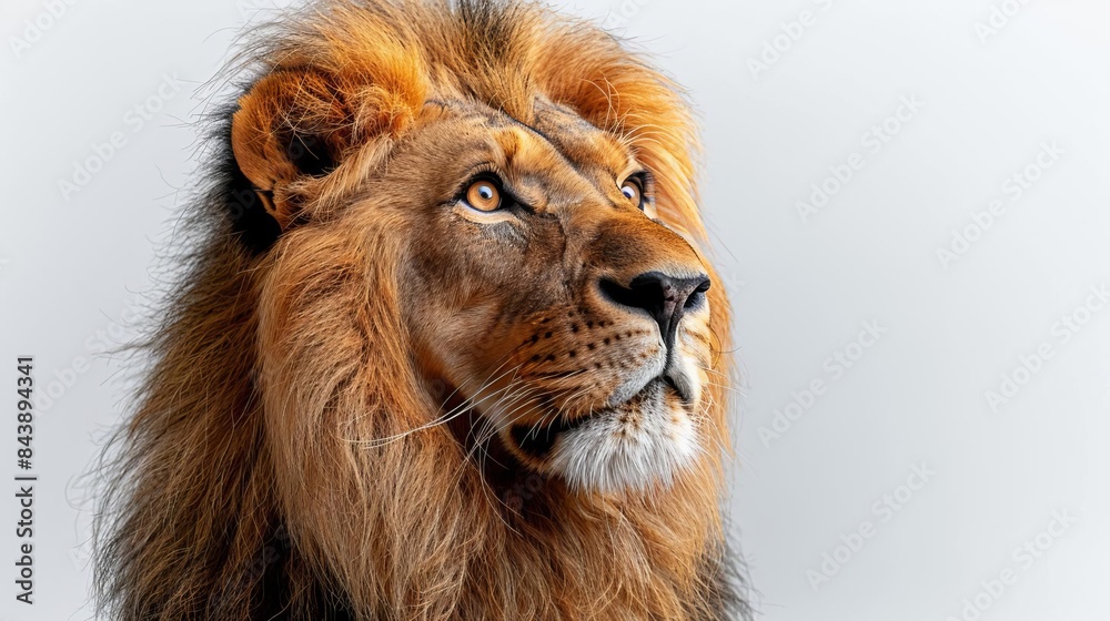 close up of a lion's head with a white background close up of a lion's head with a white background