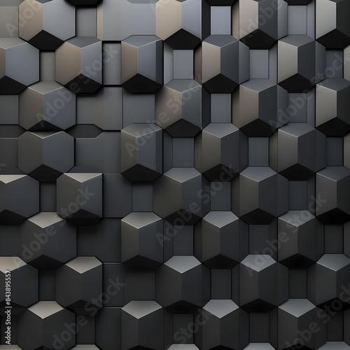 3D tetrahedron patterned background in dark gray paper craft