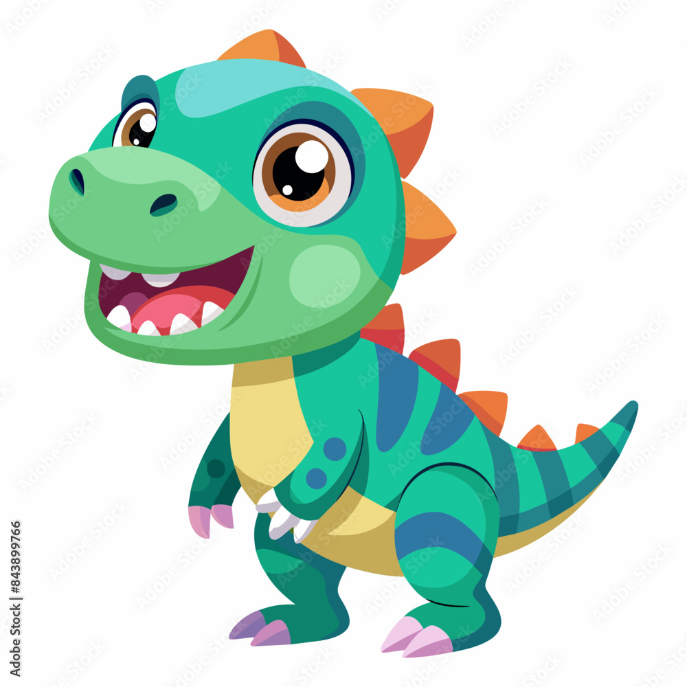 Funny Vector Cartoon Illustration of Cute T-Rex Dinosaur