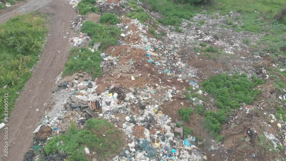 Garbage dump, solid waste pollution in nature Garbage dump, solid waste pollution in nature