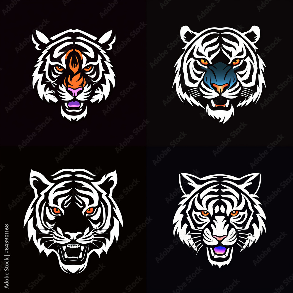 Obraz premium Tiger head vector neon 
