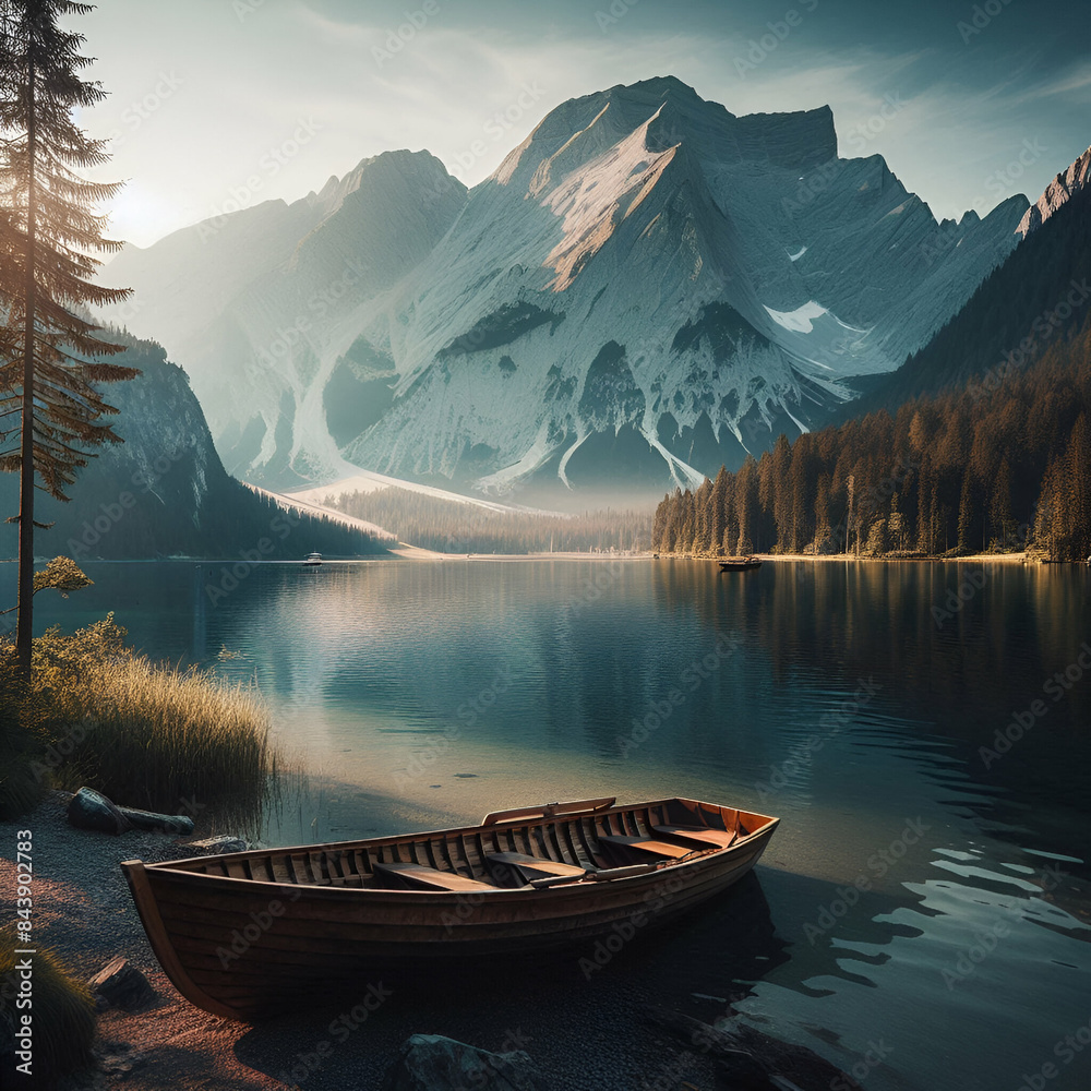 Obraz premium lake and mountains