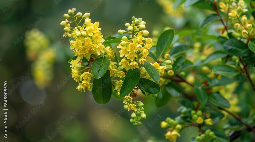 Barberry plant with yellow flowers Barberry plant with yellow flowers