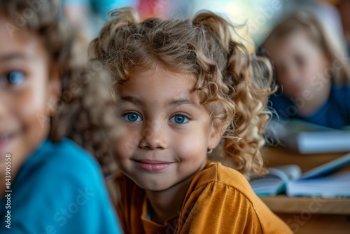 Smiling Girl in Classroom