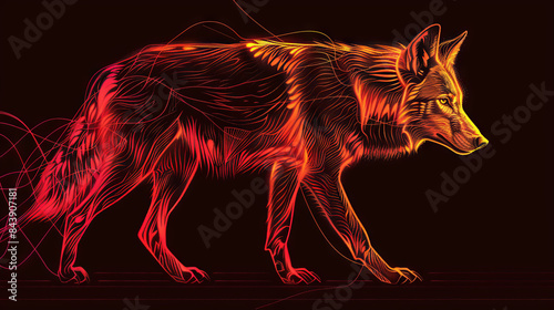 Neon vector wolf line art © viet