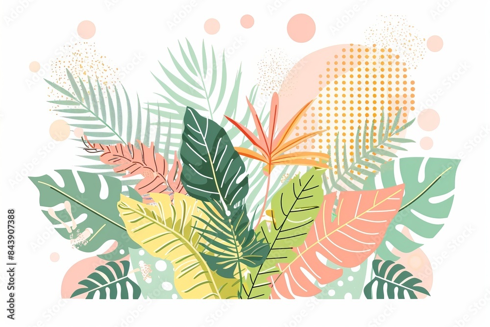 Fototapeta Tropical Leaves and Plants Background for Summer Designs Generative AI