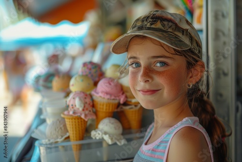 Girl Buying Ice Cream From a Truck