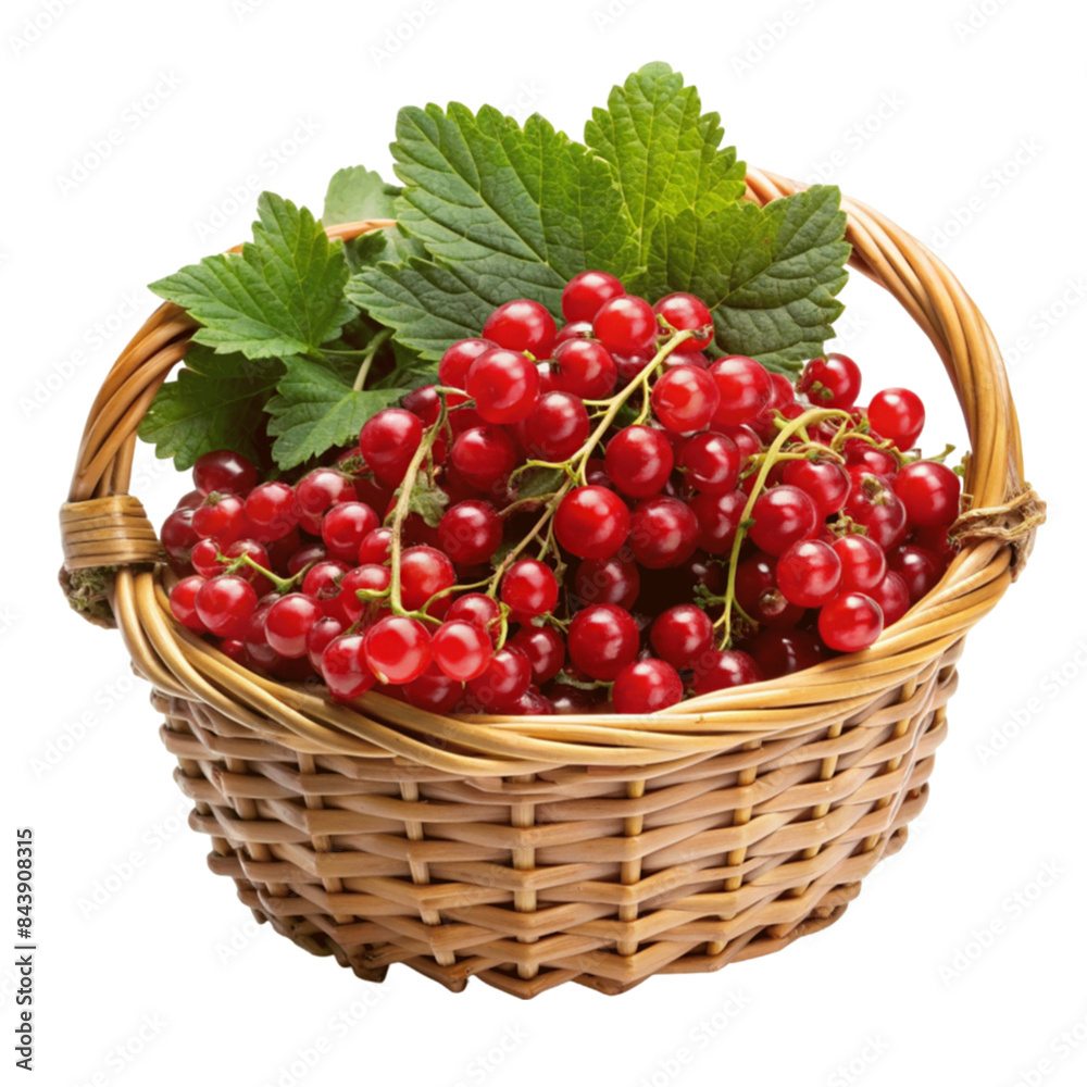 Red currants in a basket. isolated on transparent background Red currants in a basket. isolated on transparent background