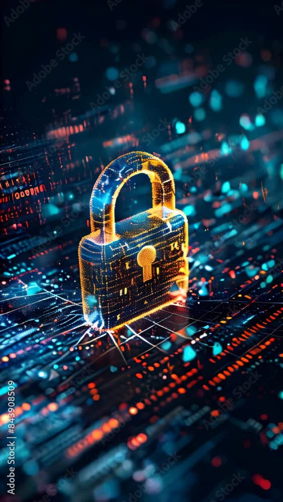 glowing blue neon lock icon on digital circuit board background, illustrating cyber security and data protection concepts, technology, digital security and IT infrastructure glowing blue neon lock icon on digital circuit board background, illustrating cyber security and data protection concepts, technology, digital security and IT infrastructure