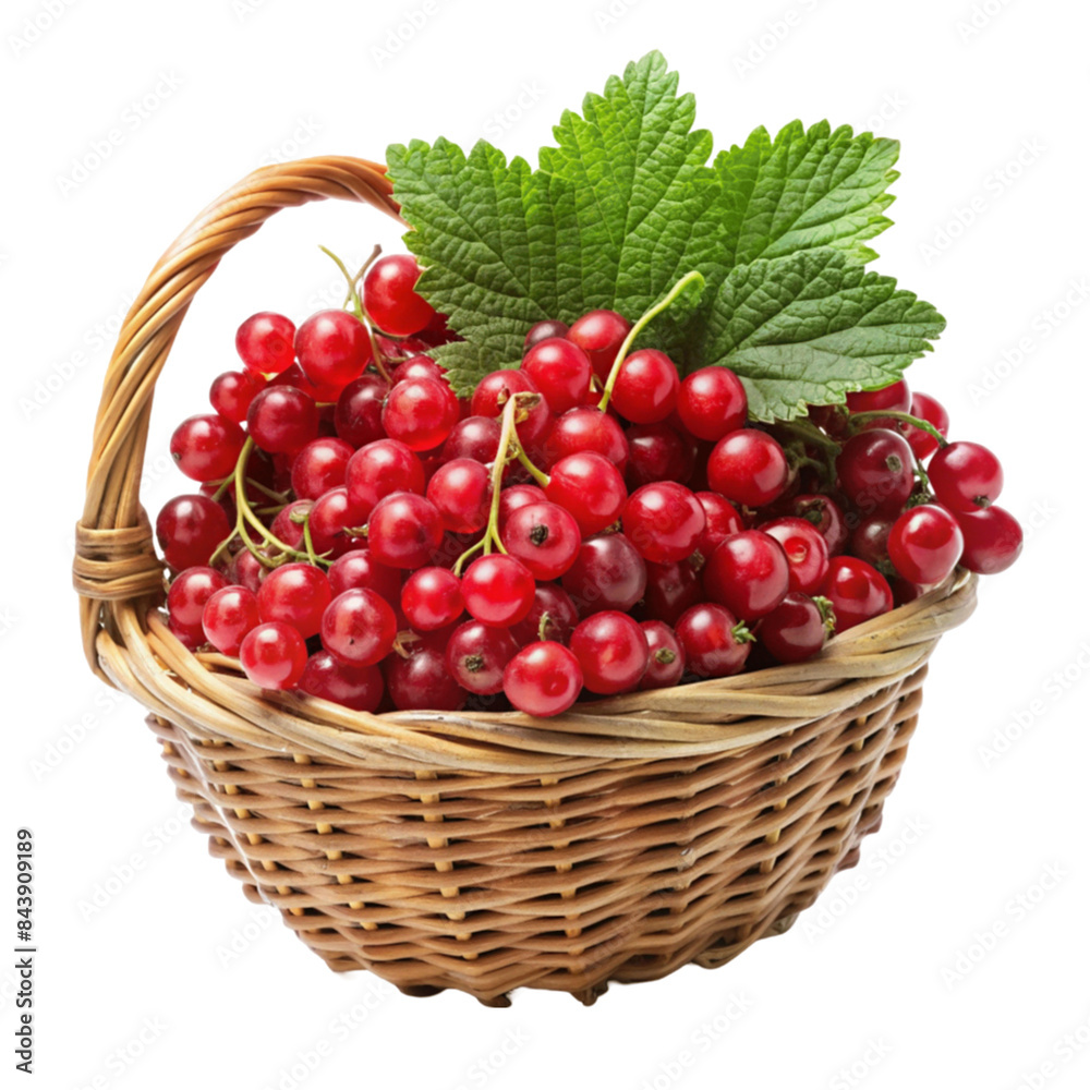 Red currants in a basket. isolated on transparent background Red currants in a basket. isolated on transparent background