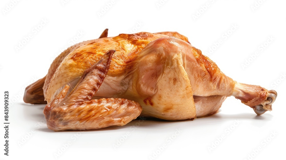 A glimpse of a whole chicken that has been cut A glimpse of a whole chicken that has been cut
