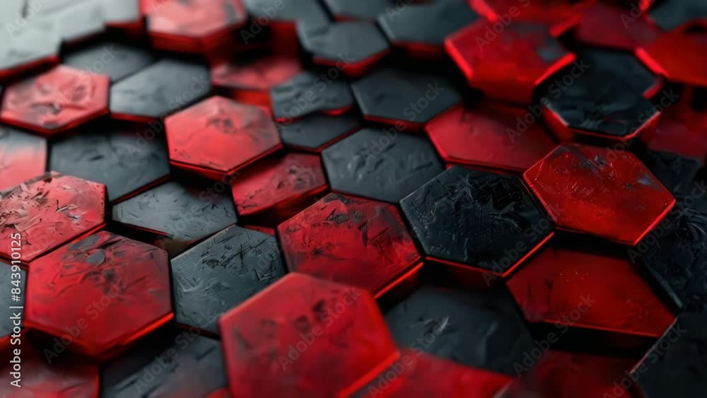 Close up of red and black hexagon pattern